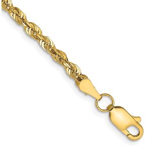 Avariah Solid 14K Gold Gold 2.75mm Extra Light Diamond Cut Rope مع سلسلة قلادة من قفل جراد البحر -8.0 "9.0" 10.0 "