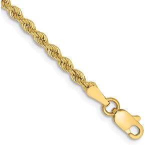 Aviarah Solid 14K Gold Gold 2.5mm حبل منتظم مع سلسلة قلادة قفل جراد البحر -7.0 "8.0" 9.0 "10.0"