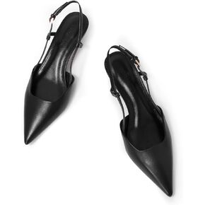 Women's Pumps Slingback Kitten Heels Closed Toe for Women Sexy Slip on Shoes Full Genuine Leather