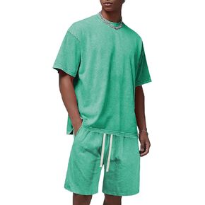 Derminpro Men's Cotton Short Sets 2 Piece Outfits Casual Summer Short Sleeve/Sleeveless Tracksuits in Kuwait
