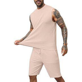 Aulemen Men Olcyveless 2 قطعة ملابس قمم الخزان Tracksuit Suits Short Super