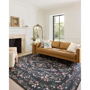 Loloi Rifle Paper Co. Maison Collection MAO-04 Tuileries Black 7'-6" x 9'-6", .19" Pile Height, Area Rug