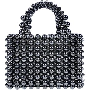 Pearl Bag, Acrylic Beaded Handmade Women’s Bag, Pearl Clutch Purse Handheld Small Square Handbag for Women Party
