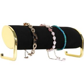 GemeShou Beige Velvet Bracelet storage organizer, long bar watch display stand for selling, woman wristlet holder gold jewelry shelf【Long bracelet organizer-Beige】