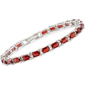 Ross-Simons 16.00 ct. t.w. Emerald-Cut Garnet Tennis Bracelet in Sterling Silver