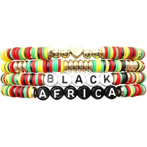 Happy Juneteenth Clay Bracelets 1865 Black American Independence Bracelets Juneteenth Gifts for Adults Women Holiday Decorations