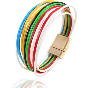 Long tiantian Leather Bracelets for Women Bangles Bracelet Leather Wrap Bracelets Leather Cuff Bracelet Boho Bracelets Multilayer Stackable Christmas Bracelets Costume Jewelry
