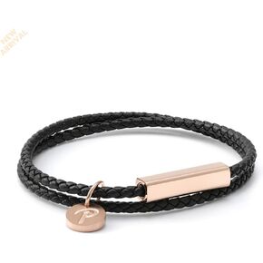 Power Ionics Leather Bracelet for Men and Women, Couples Bracelet, Black, Navy, Red leather cuff bracelet for women with Rose Gold Charm, Sizes L/M/S