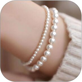 Pearl Bracelet for Women Gifts Trendy Stuff Dainty Bracelet White Baroque Pearl Wrist Bracelets Bridesmaid Bridal Wedding Jewelry Gifts in Kuwait