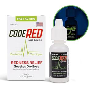 Code Red Eye Drops for Red Eyes with Soothing Redness Relief and Cool Dry Eye Relief - Revitalize Your Eyes with Lubricating Dry Eye Drops - Relieve Redness Eye Drops