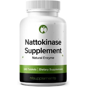 Nattokinase Supplement 240 Tablets Natural Enzymes 1000FU 100mg Gluten Free Non-GMO Vegan Made in The USA (240, Nattokinase)