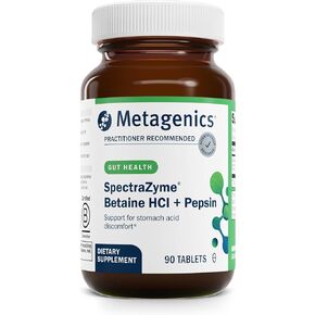 Metagenics SpectraZyme Betaine HCI + Pepsin - Supports Stomach Health & Aids in Digestion* - with Betaine HCl & Pepsin - Proteolytic Digestive Enzyme* - Non-GMO - 45 Servings - 90 Tablets