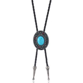 TINQUOISE BOLO TINING TRIPO -TINGOISE للرجال - رعاة البقر الغربية الملونة بيضاوي Bola Necktie قلادة جلدية رجعية للرجال نساء