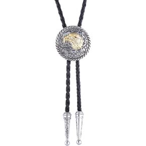 HUABOLA CALYN Bolo Tie for Men Western Cowboy Tie Gold Horse Bolo Tie Leather Necklace Necktie Costume for Women