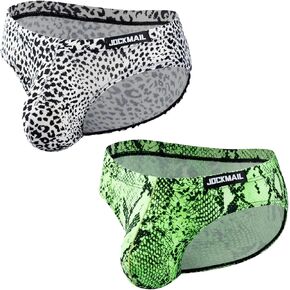 JOCKMAIL 2PCS/Pack Men's Leopard Print Underwear Briefs Sexy Comfort Soft Stretch Classic Fit Serpentine Briefs