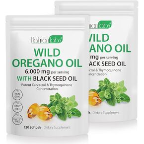 Oregano Oil Capsules Organic, 2 in 1 Oil of Oregano with Black Seed Oil 240 Count, Oregano Oil Supplement Capsules, Organic Oil of Oregano Extract, Non-GMO, Gluten Free