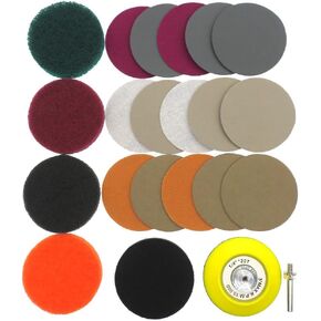 21-Piece car Headlight Cleaning and polishing kit with 3 inch Sanding Discs, Designed for use on Headlights, taillights, Fog Lights, and More