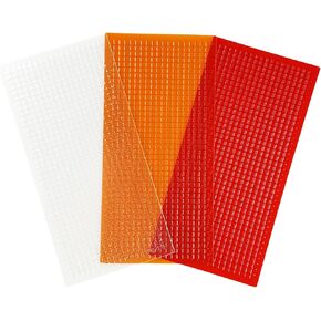 Auto Lens Repair Kit, 3Pcs Headlight Restoration Lens Repair Film with Grid Pattern, Car Taillight Repair Tools 95mm x 196mm (Red+Amber+Clear)