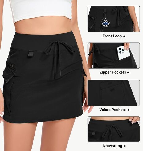 Jhsnjnr Cargo Skirts for Women Mini Sports Hiking Skort with Zipper Pockets High Waisted Golf Athletic Skorts in Kuwait