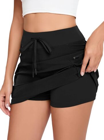 Jhsnjnr Cargo Skirts for Women Mini Sports Hiking Skort with Zipper Pockets High Waisted Golf Athletic Skorts in Kuwait