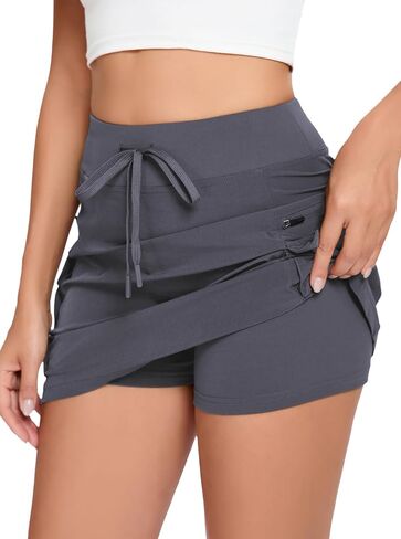 Jhsnjnr Cargo Skirts for Women Mini Sports Hiking Skort with Zipper Pockets High Waisted Golf Athletic Skorts in Kuwait