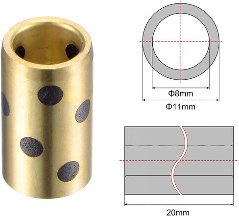 uxcell Sleeve Bearings 8mm Bore 15mm OD 24mm Length Wrapped Oilless Bushings Brass Graphite in Saudi Arabia