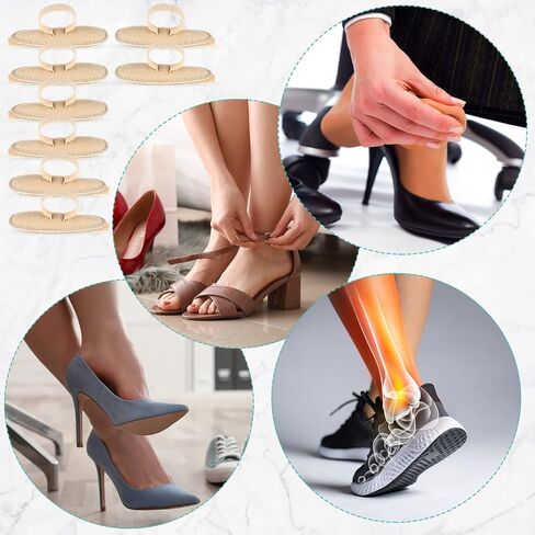 Woanger 8 Pcs Hammer Toe Crest Cushion Soft Straightener Buttress Pads Splint Reduces Pressure from Calluses and Hammer Toes, Medium, Right, Left(Single Hole,Beige) in Kuwait