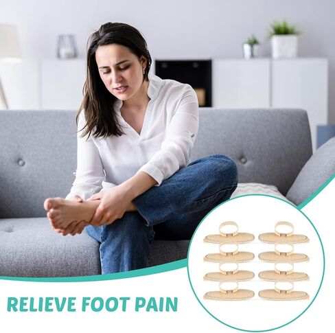 Woanger 8 Pcs Hammer Toe Crest Cushion Soft Straightener Buttress Pads Splint Reduces Pressure from Calluses and Hammer Toes, Medium, Right, Left(Single Hole,Beige) in Kuwait