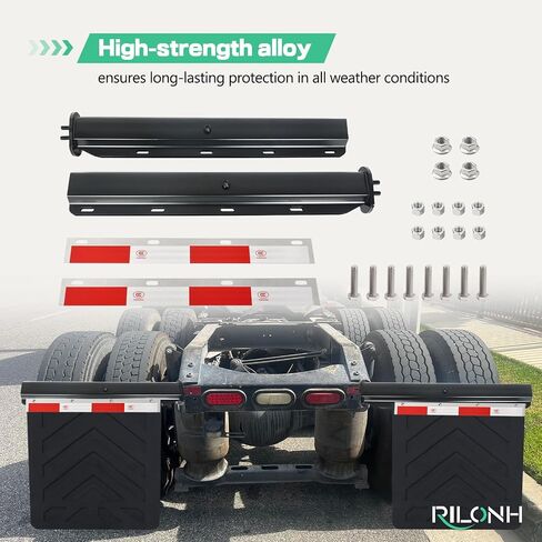 Chrome Straight Spring Loaded Mud Flap Hanger Bracket Set 1-1/8" Bolt Spacing 30" Length with Aluminum Reflective Tapes fit for Semi Trucks, 2 pcs in Saudi Arabia