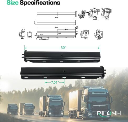 Chrome Straight Spring Loaded Mud Flap Hanger Bracket Set 1-1/8" Bolt Spacing 30" Length with Aluminum Reflective Tapes fit for Semi Trucks, 2 pcs in Saudi Arabia