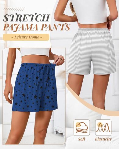 3 Pack Women's Pajama Shorts Casual Knit Sleep Boxers Drawstring Summer Comfy Sleepwear Bottoms in Saudi Arabia