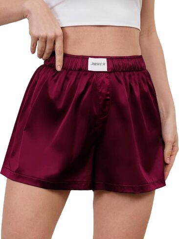Mawor Womens Silk Summer Boxer Shorts Soft Comfy Pajama Sleep Lounge Satin Bottoms Sweat Cute Flowy Loose Pj Sleepwear in Saudi Arabia
