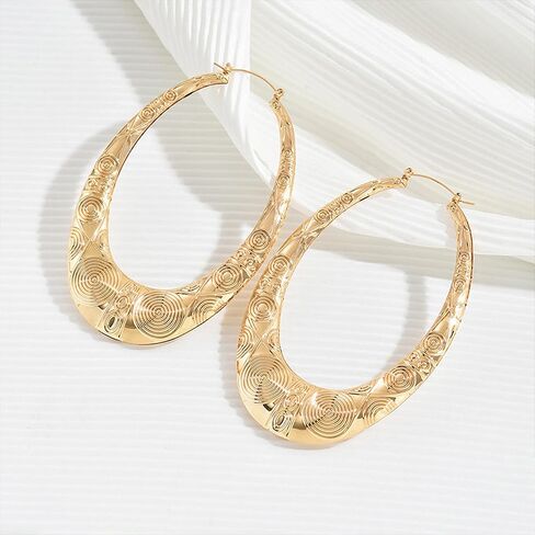 Bamboo Earrings Large Gold Bamboo Hoop Earrings Trendy Hip Hop Chunky Gold Hoop Earring 80s 90s Jewelry Gifts Party Custom Accessories in Saudi Arabia