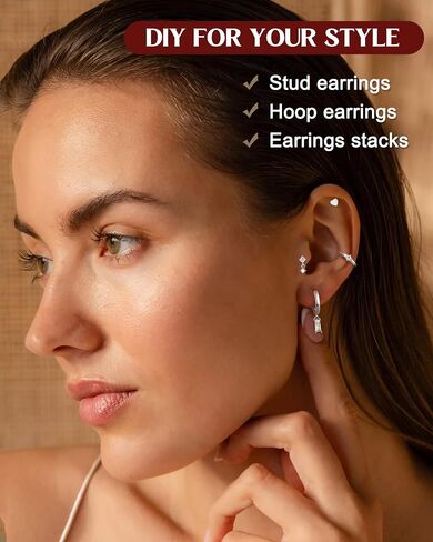 Hypoallergenic Flat Back Earrings Dainty Gold Cartilage Earring Sets for Multiple Piercing 20G Surgical Stainless Steel Earrings for Women Trendy Small Hoop Flatback Stud Earrings Stacks in Saudi Arabia