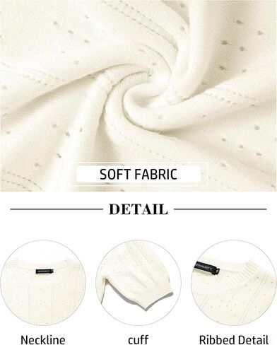MEROKEETY Women's 2025 Spring Puff Short Sleeve Sweater Tops Crew Neck Crochet Knit Soft Pullover Shirt in Saudi Arabia