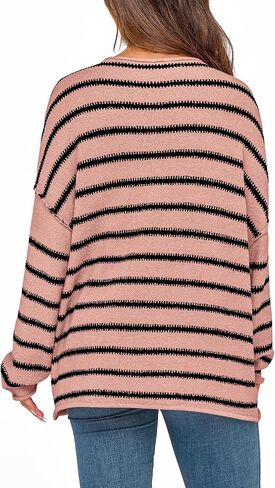 BTFBM Women's Striped Knit Sweaters 2025 Spring Fall Boat Neck Off Shoulder Long Sleeve Oversized Casual Pullover Tops in Kuwait