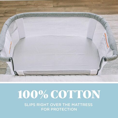 Baby Delight Beside Me Dreamer Bassinet & Bedside Sleeper Waterproof Fitted Sheet, Grey in Kuwait
