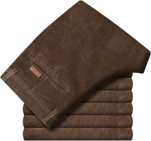 Men's Classic Fit Corduroy Dress Pants, High Waist Pleated in Kuwait