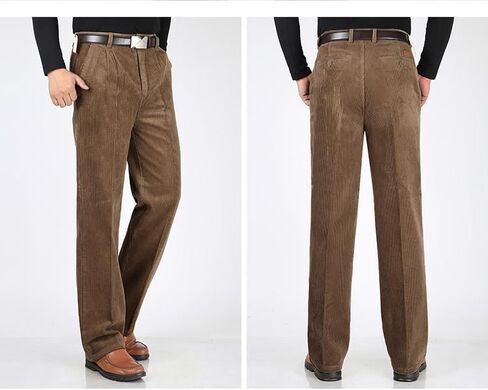 Men's Classic Fit Corduroy Dress Pants, High Waist Pleated in Kuwait