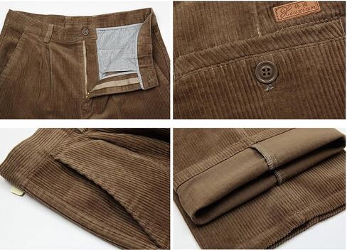Men's Classic Fit Corduroy Dress Pants, High Waist Pleated in Kuwait