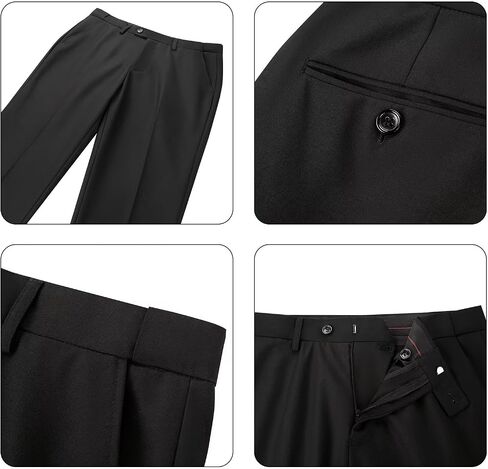 Wehilion Mens Suit Pants قابلة للتوسيع القابلة للتوسيع المسطح الأمامي لليمة مستقيمة السراويل للرجال in Kuwait