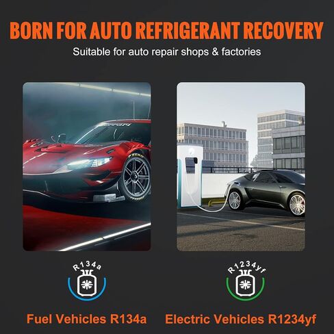 VEVOR Fully Automatic Refrigerant Recovery Machine - Dual Cylinder AC Recovery Machine Kit Built in Compressor/Electronic Scale/Filter/Recovery Tank, Recovery Machine HVAC Only for R134A+R1234YF in Saudi Arabia
