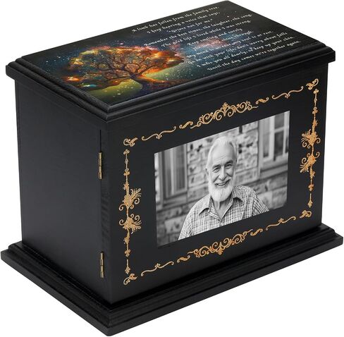 Wooden Cremation Urns for Human Ashes with Photo Frame,Tree of Life Funeral Memorial Box & Casket for Adults, Men, Women,Holds Up to 250 LBS in Saudi Arabia