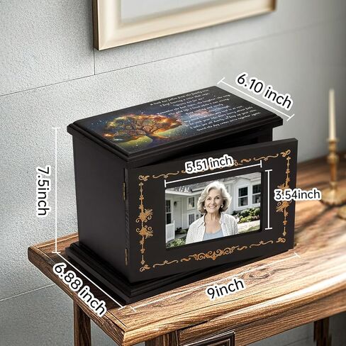 Wooden Cremation Urns for Human Ashes with Photo Frame,Tree of Life Funeral Memorial Box & Casket for Adults, Men, Women,Holds Up to 250 LBS in Saudi Arabia