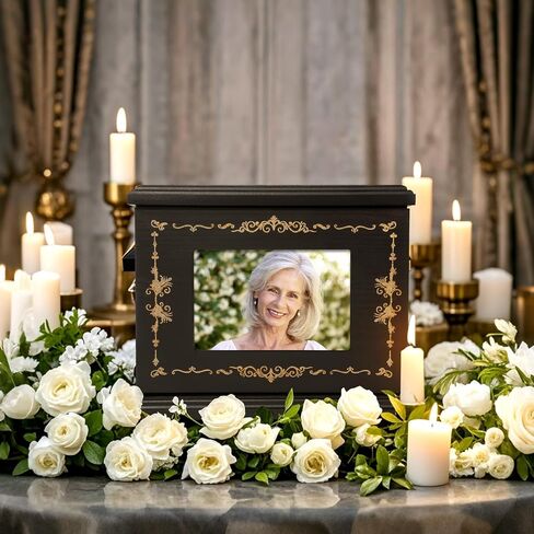 Wooden Cremation Urns for Human Ashes with Photo Frame,Tree of Life Funeral Memorial Box & Casket for Adults, Men, Women,Holds Up to 250 LBS in Saudi Arabia