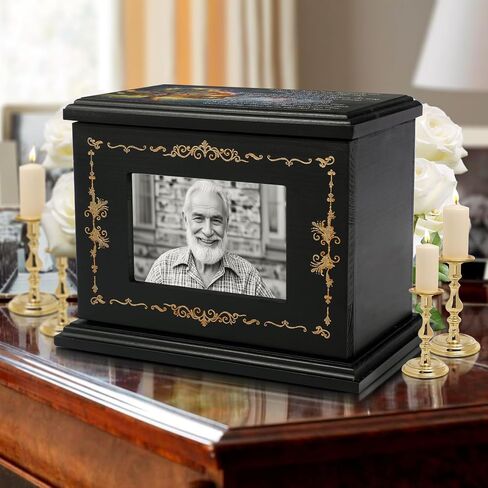 Wooden Cremation Urns for Human Ashes with Photo Frame,Tree of Life Funeral Memorial Box & Casket for Adults, Men, Women,Holds Up to 250 LBS in Saudi Arabia