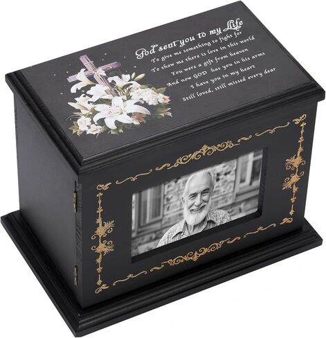 Wooden Cremation Urns for Human Ashes with Photo Frame,Tree of Life Funeral Memorial Box & Casket for Adults, Men, Women,Holds Up to 250 LBS in Saudi Arabia