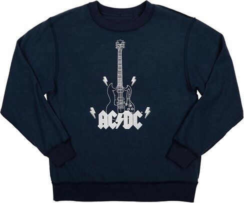 BioWorld ACDC Guitar & Band Logo Crew Neck Long Long Gray Women Women Eversial Swegenible Swefshirt in Saudi Arabia