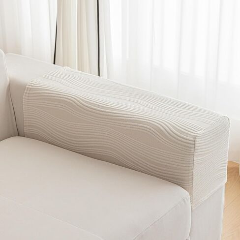 Couch Arm Covers, Sofa Covers Washable, Couch Cushion Covers, Armchair Slipcovers Sectional Couch Covers Anti-Slip Furniture Protector, (1PC Armrest Cover, Ivory) in Saudi Arabia