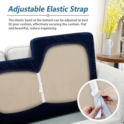 Couch Cushion Covers Leather-Look 3PC Stretch Sofa Seat Slipcover Sets for Living Room Individual Sofa Cushion Cover Couch Seat Protectors, Pet-Friendly, Non-Slip, Easy Fit - Coffee in Kuwait